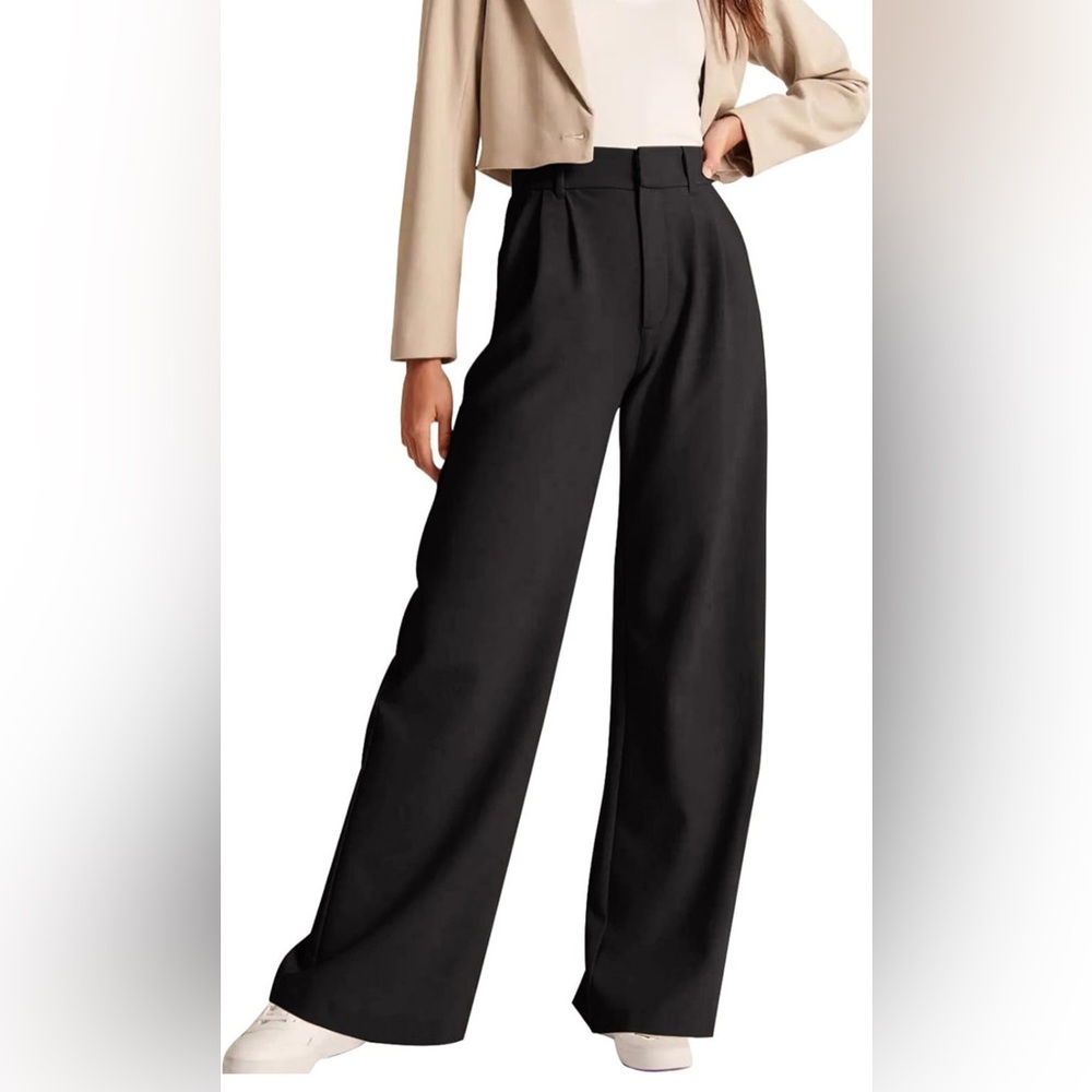 High Waisted Work Pants, Wide leg black